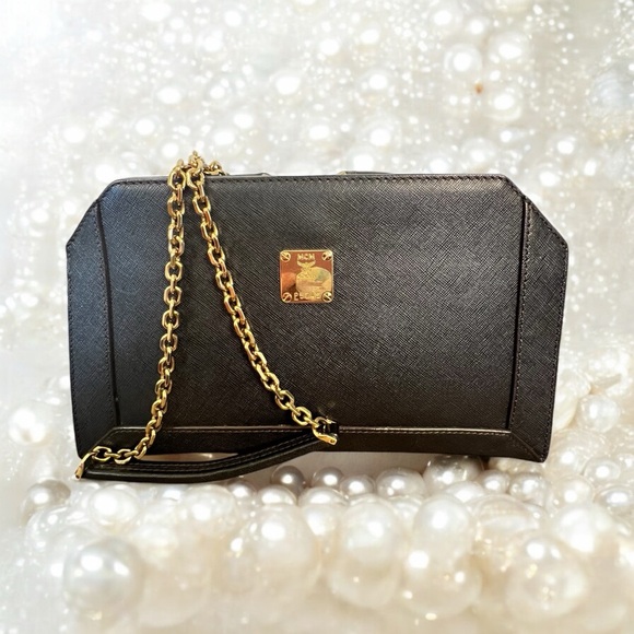 MCM Black 2-way Crossbody Clutch Bag With Dust Bag (A326) - Picture 1 of 12